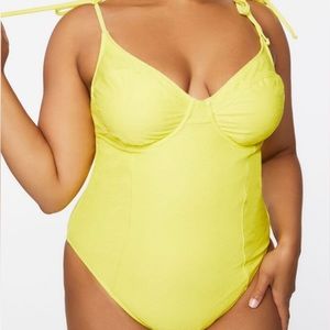 Forever 21 yellow eyelet one piece bathing suit 0x